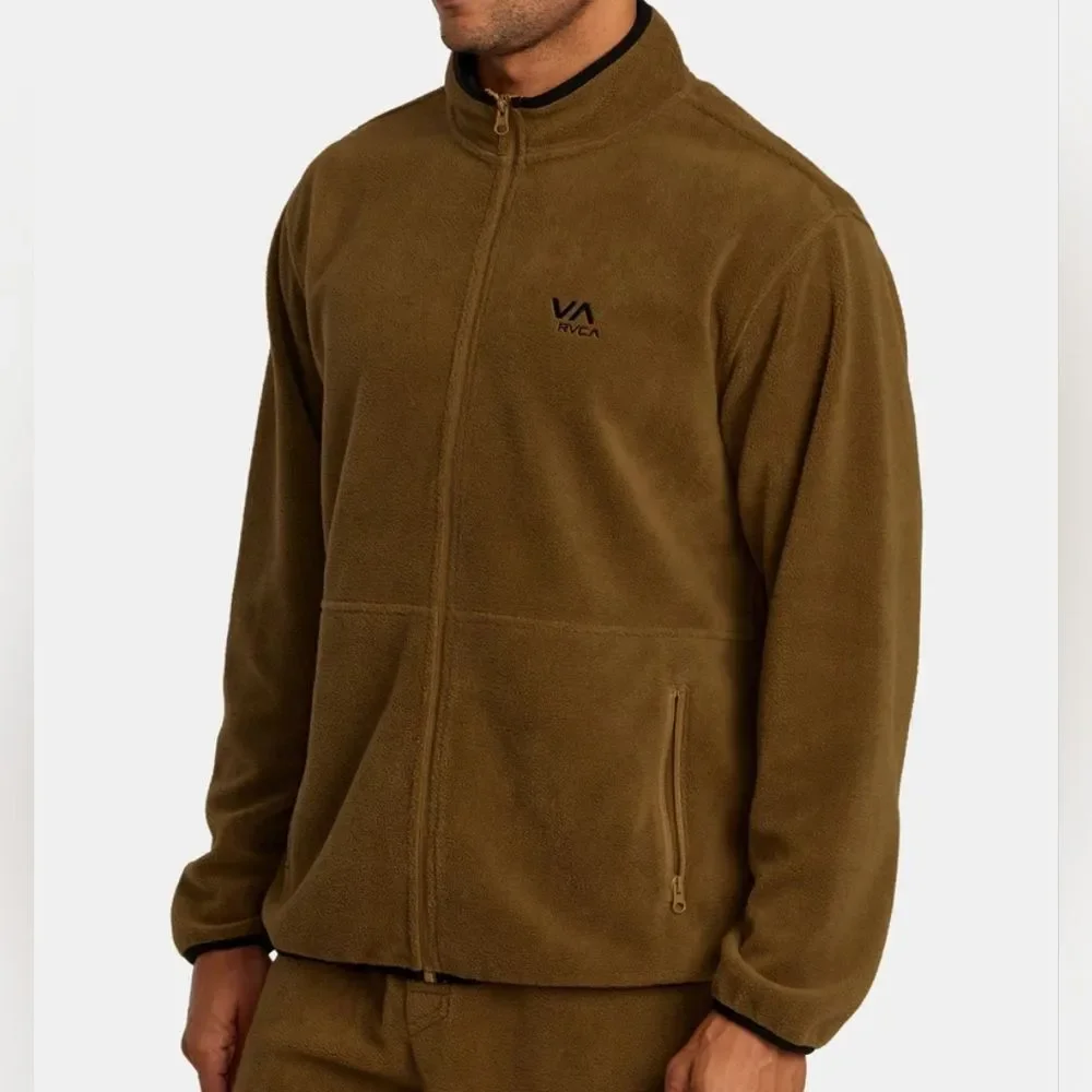 RVCA Men's Performance Fleece Jacket - Olive Brown